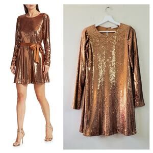 Ramy Brook Hallie Sequin Mini Dress in Copper NO SASH XS